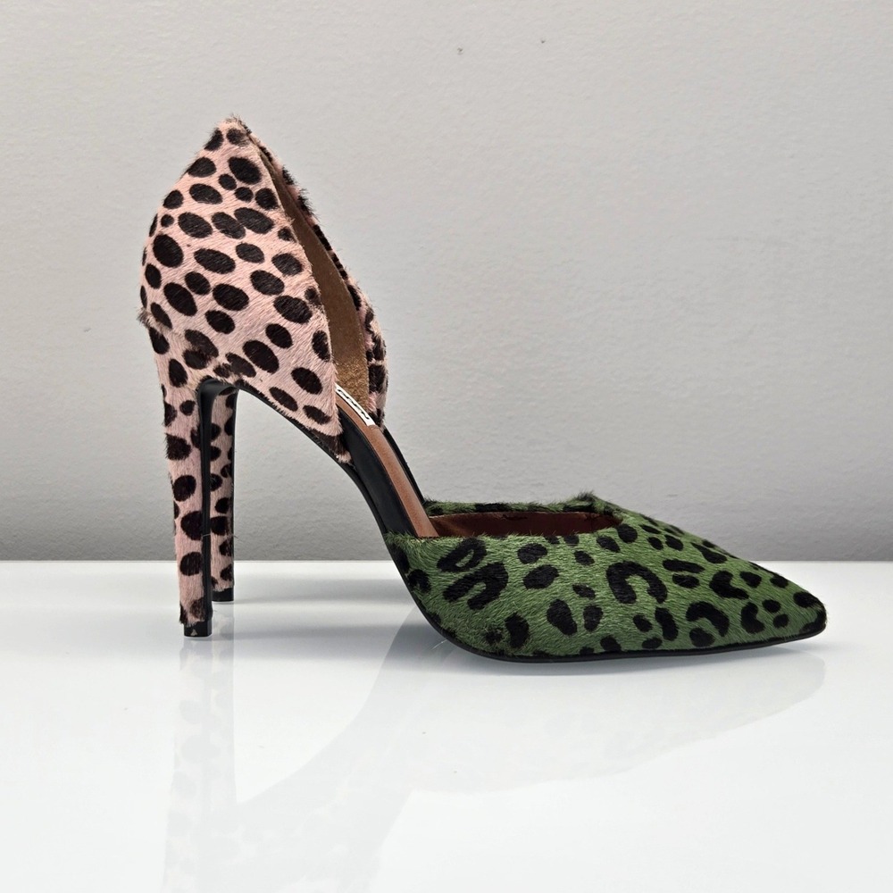 Steve Madden Hypnotic Stiletto 8M Leopard Leather Calf Hair Pointed Toe D'Orsay